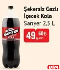 SARIYER ŞEKERSİZ GAZLI İÇECEK KOLA 2,5 L fiyat ve kampanya bilgisi